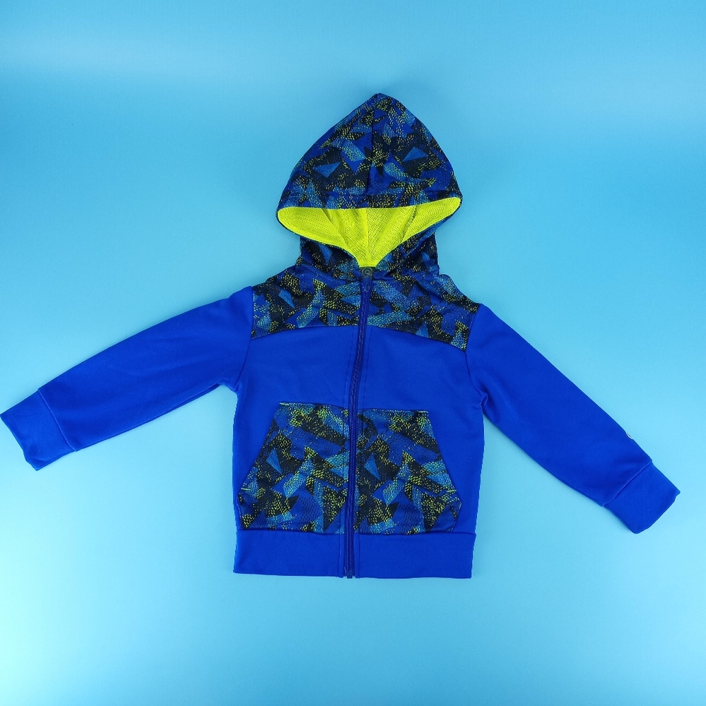 C9 Champion Boy's Size 4-5 Printed Tech Full Zip Hoodie Blue Yellow Black
